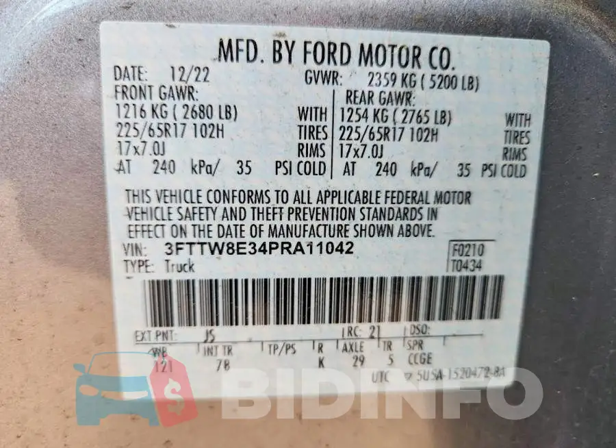 3FTTW8E34PRA11042 Photo# 13