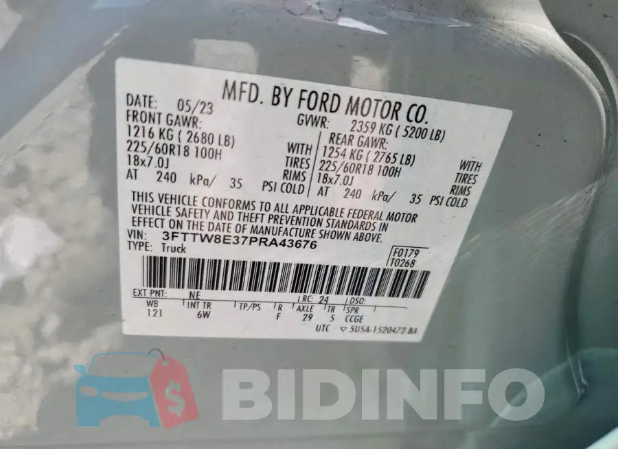 3FTTW8E37PRA43676 Photo# 13