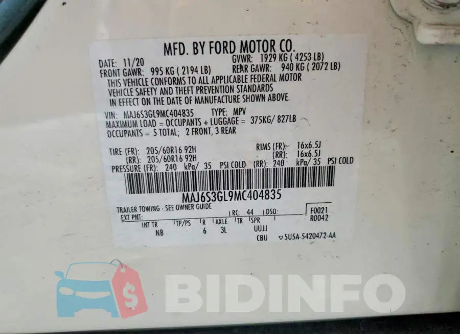 MAJ6S3GL9MC404835 Photo# 14
