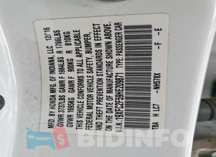 19XFC2F59HE209871 Photo# 12