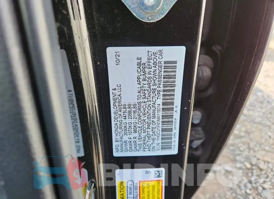 1HGCV1F41MA119014 Photo# 12