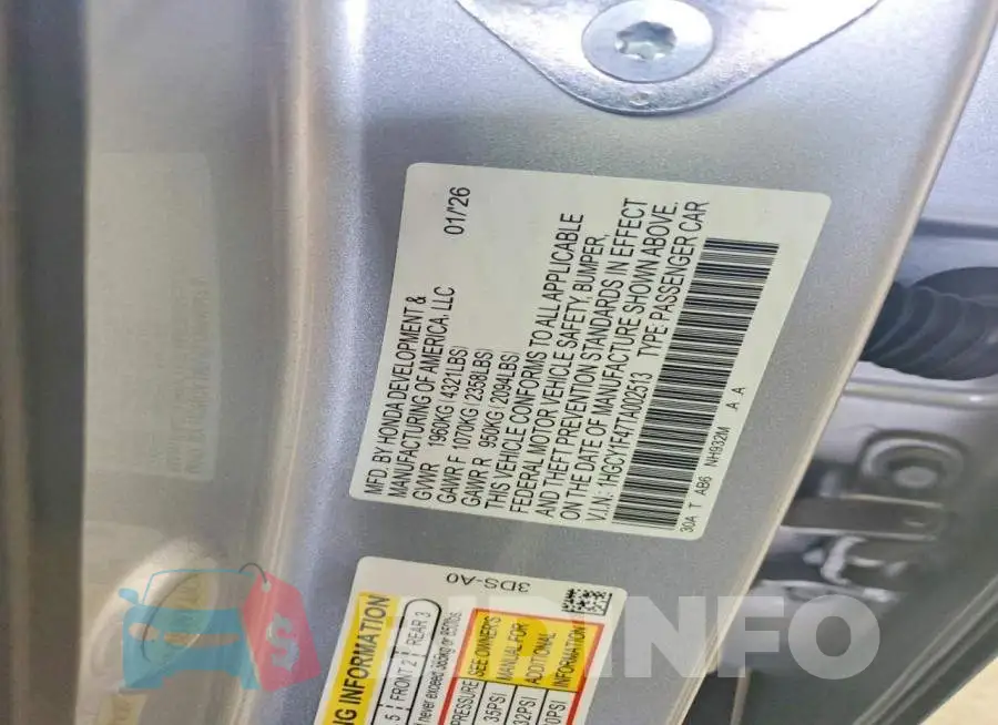 1HGCY1F47TA002513 Photo# 12