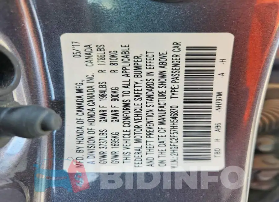 2HGFC2F57HH546870 Photo# 13