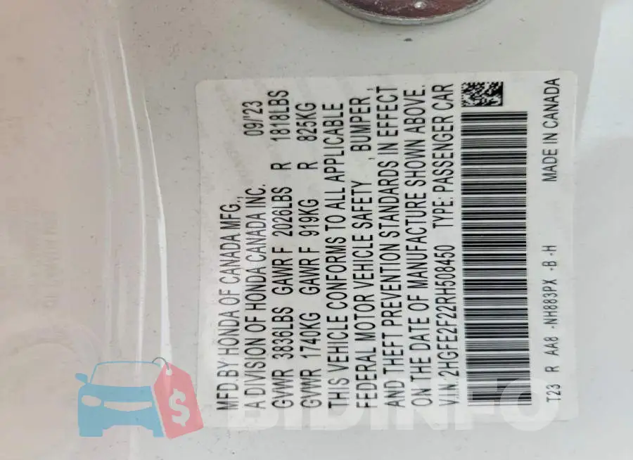 2HGFE2F22RH508450 Photo# 12