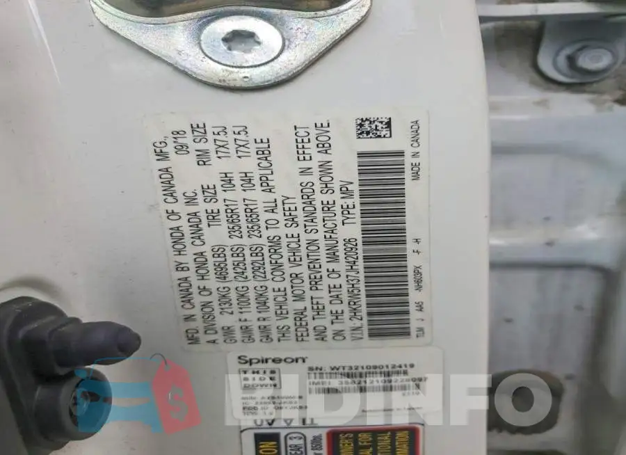 2HKRW5H37JH420926 Photo# 13