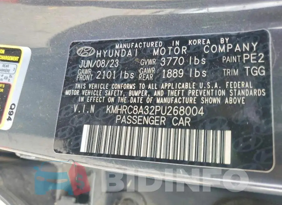 KMHRC8A32PU268004 Photo# 14