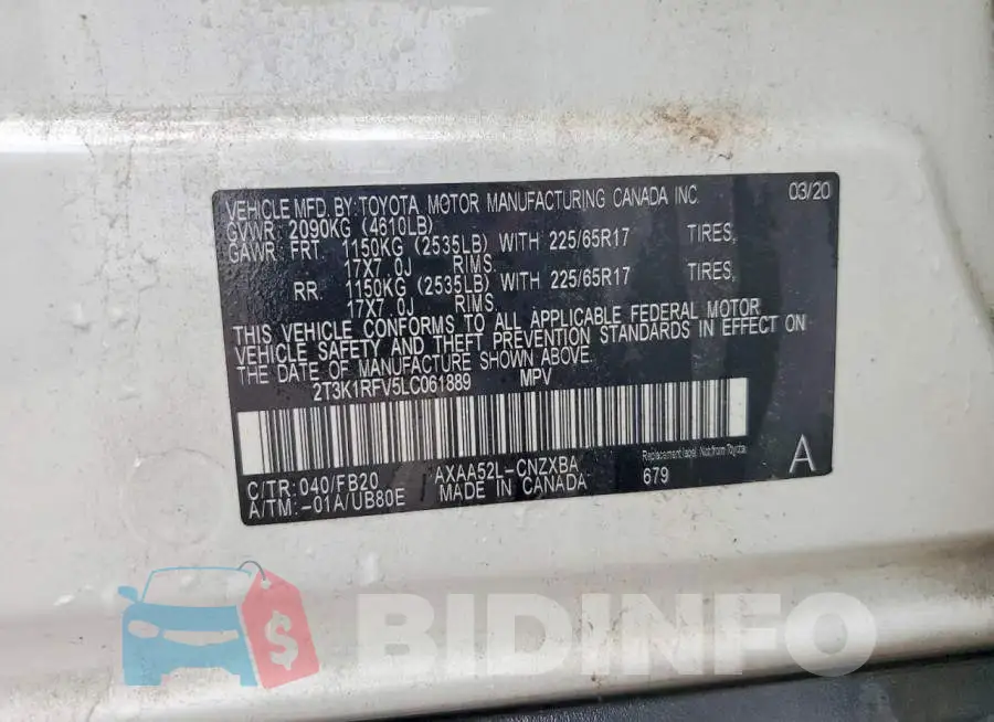 2T3K1RFV5LC061889 Photo# 13