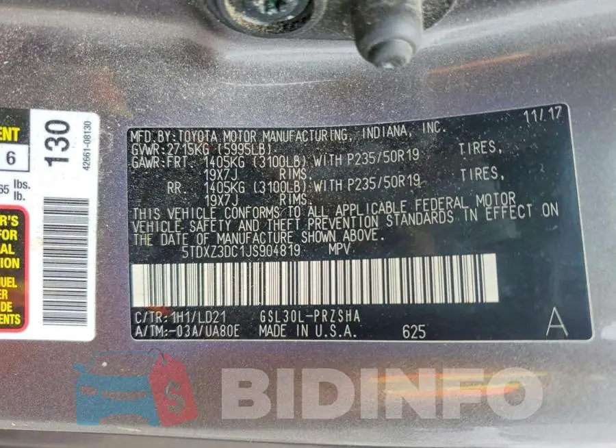 5TDXZ3DC1JS904819 Photo# 13