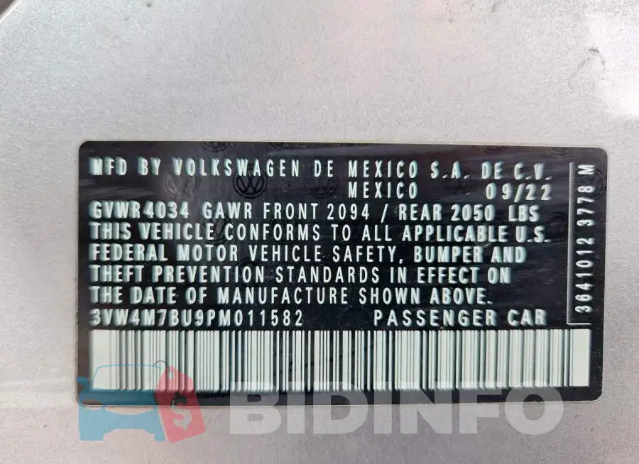 3VW4M7BU9PM011582 Photo# 12