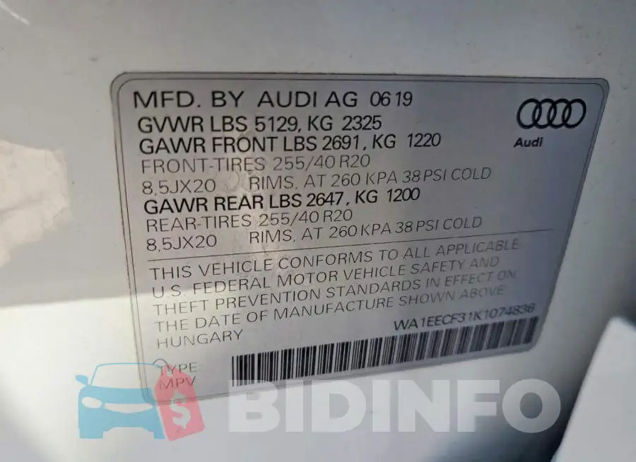WA1EECF31K1074836 Photo# 12