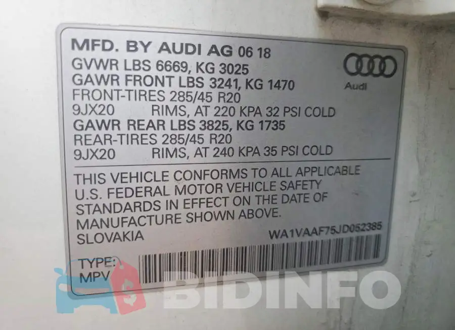 WA1VAAF75JD052385 Photo# 14