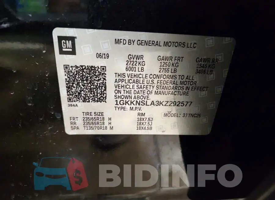 1GKKNSLA3KZ292577 Photo# 13