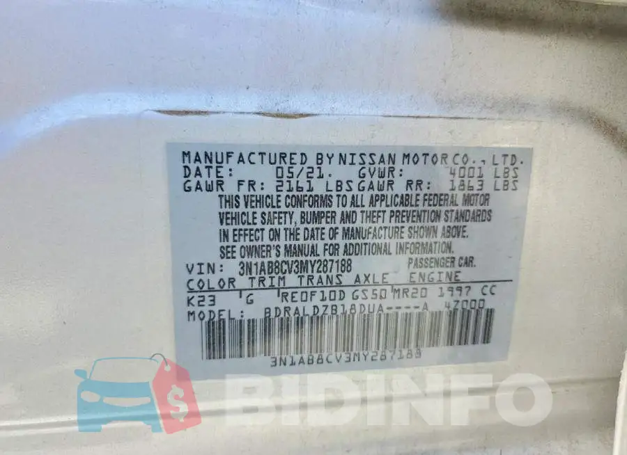 3N1AB8CV3MY287188 Photo# 12