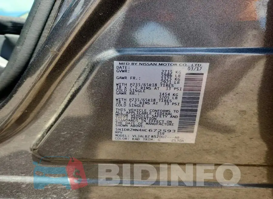 5N1DR2MN4HC672593 Photo# 12