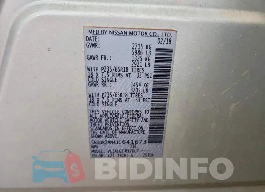 5N1DR2MN4JC641673 Photo# 13