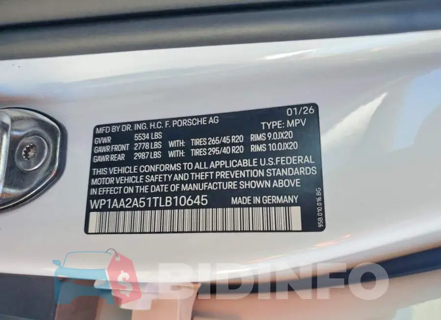 WP1AA2A51TLB10645 Photo# 14