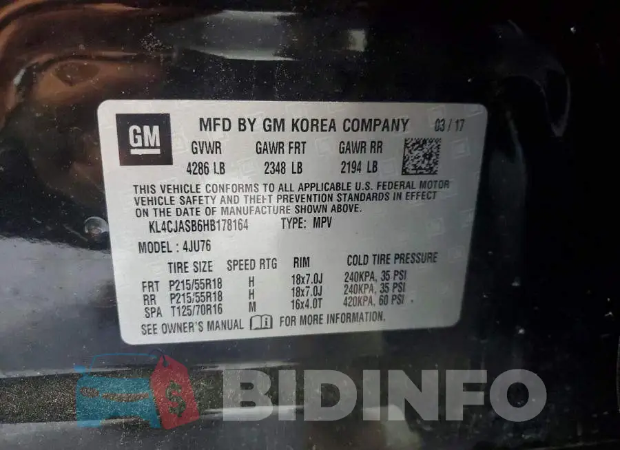 KL4CJASB6HB178164 Photo# 13