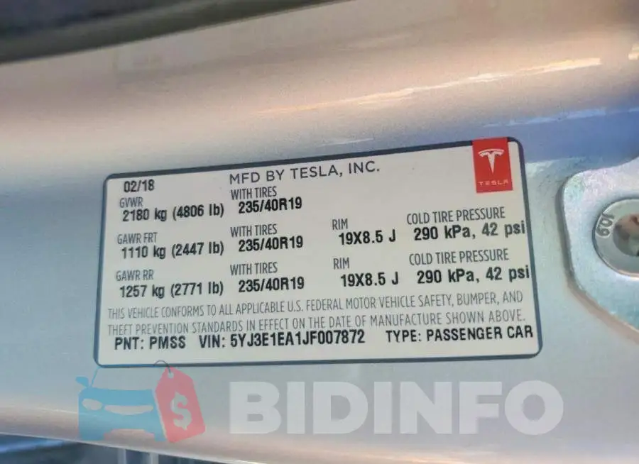 5YJ3E1EA1JF007872 Photo# 12