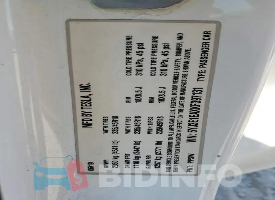 5YJ3E1EAXKF397131 Photo# 12