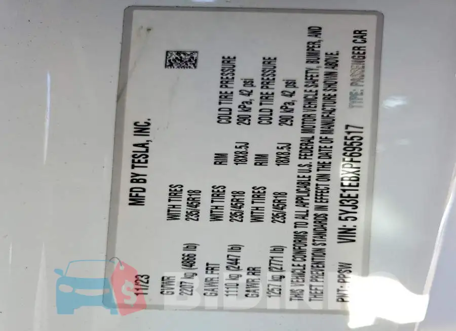 5YJ3E1EBXPF695517 Photo# 12