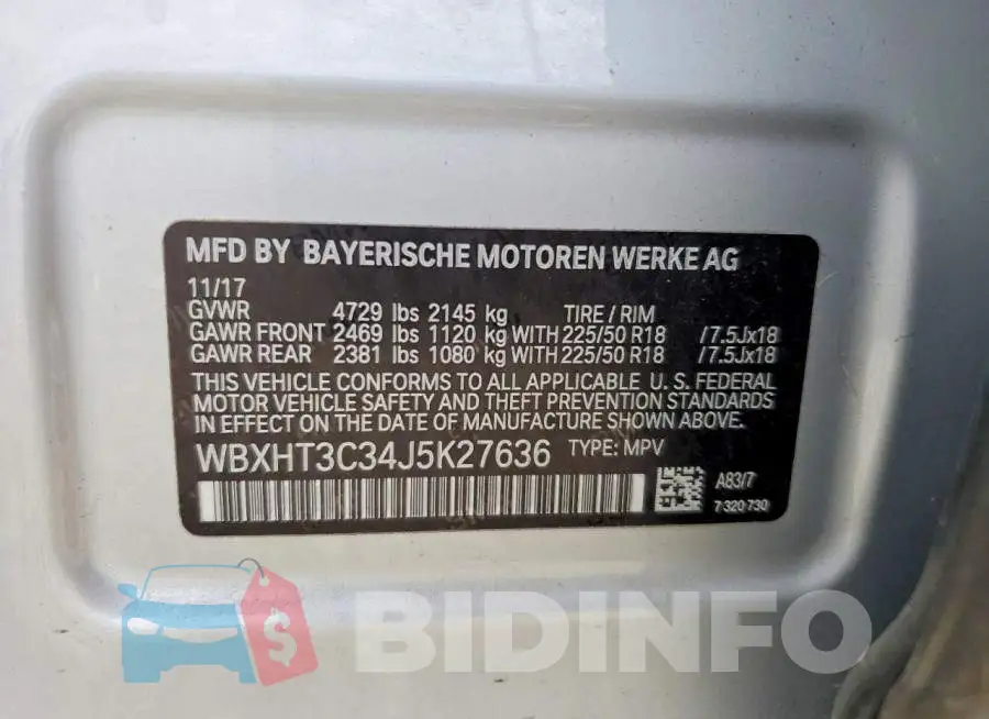 WBXHT3C34J5K27636 Photo# 13