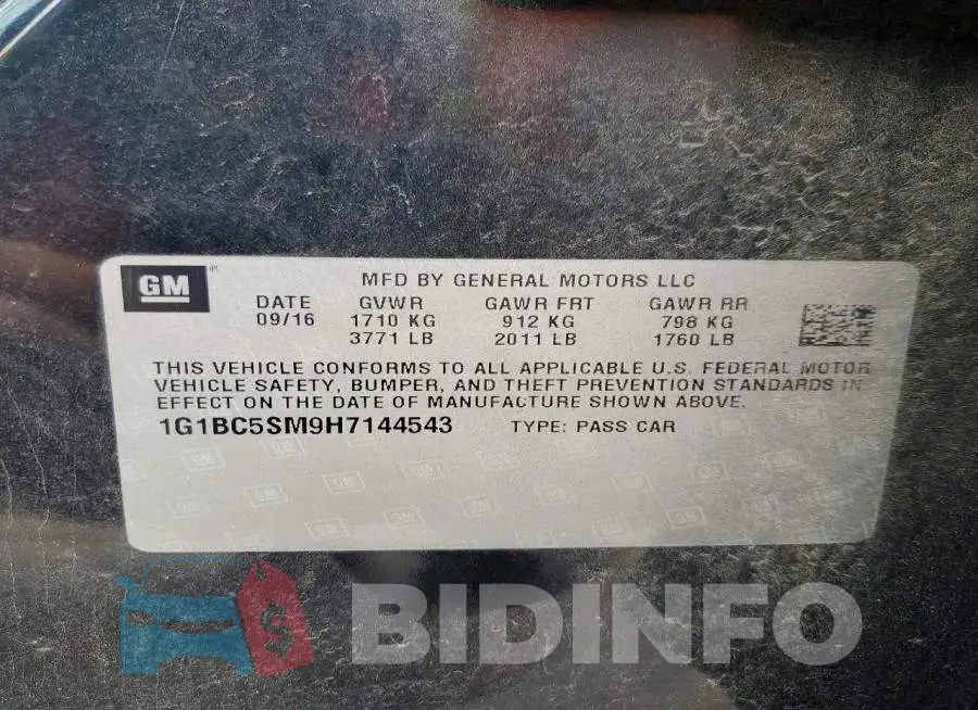 1G1BC5SM9H7144543 Photo# 12