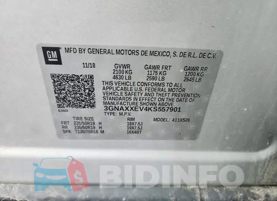 3GNAXXEV4KS557901 Photo# 14