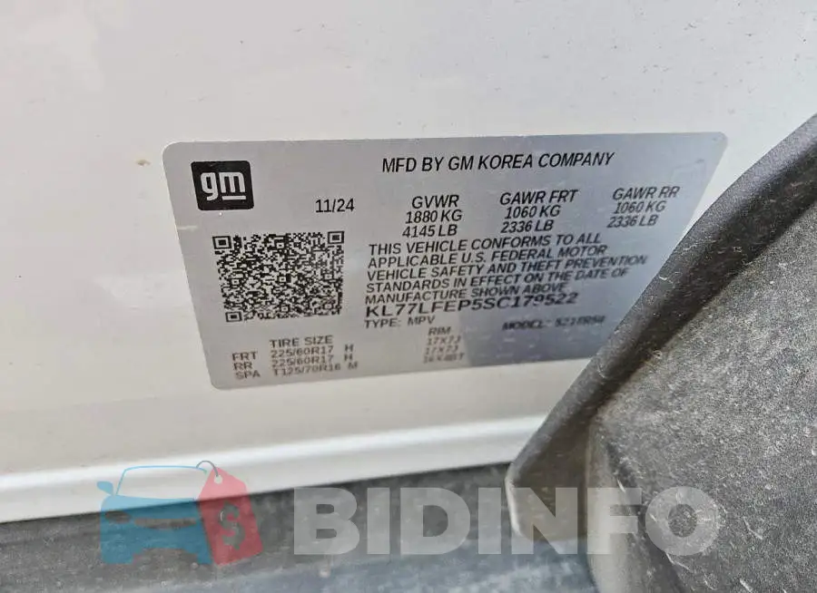 KL77LFEP5SC179522 Photo# 13