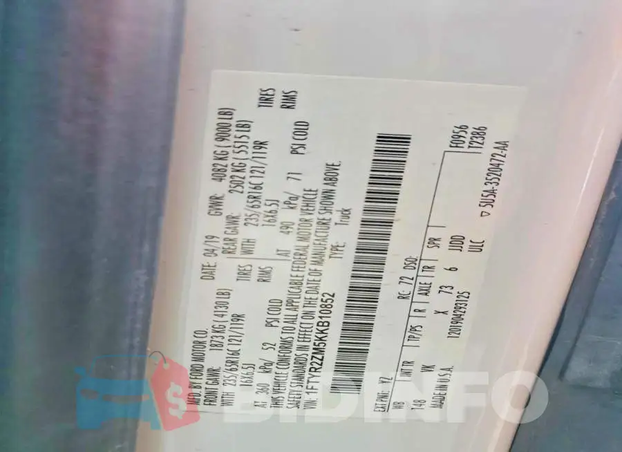 1FTYR2ZM5KKB10852 Photo# 13