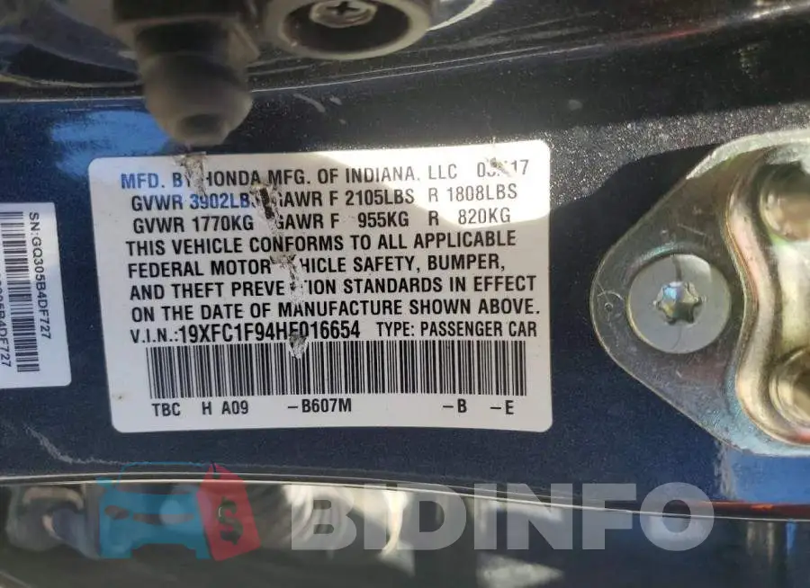 19XFC1F94HE016654 Photo# 12