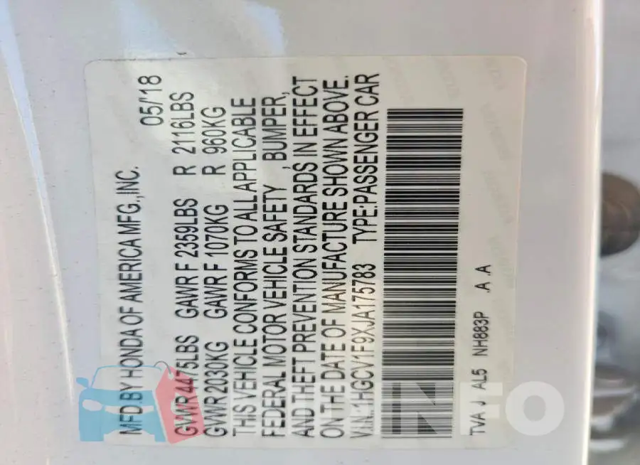 1HGCV1F9XJA175783 Photo# 12