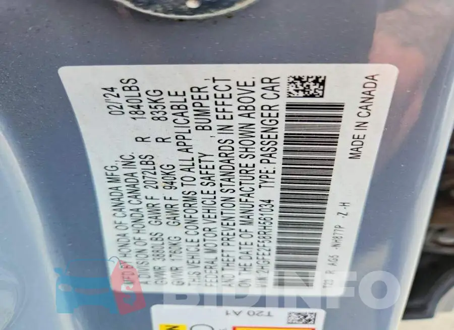 2HGFE2F58RH561034 Photo# 13