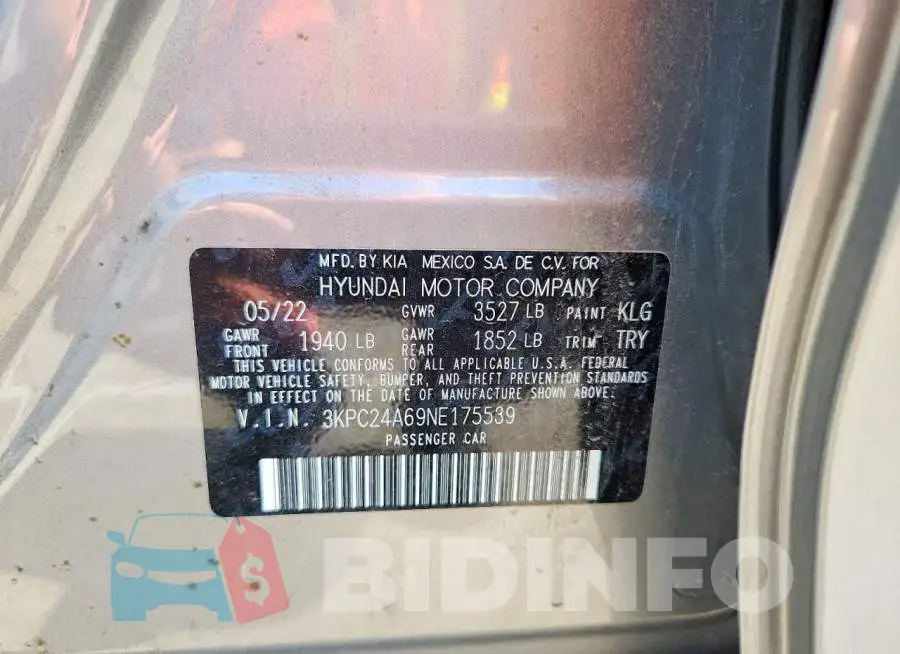 3KPC24A69NE175539 Photo# 12