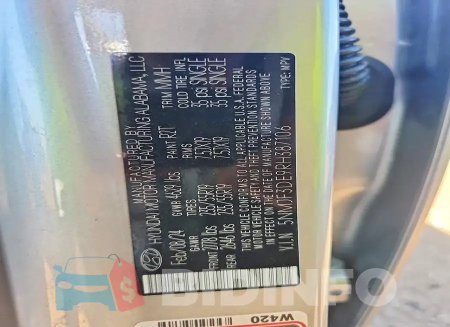 5NMJF3DE9RH387106 Photo# 12