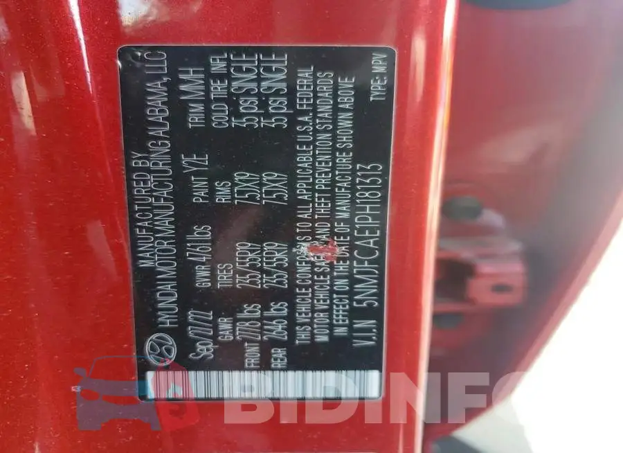 5NMJFCAE1PH181313 Photo# 13