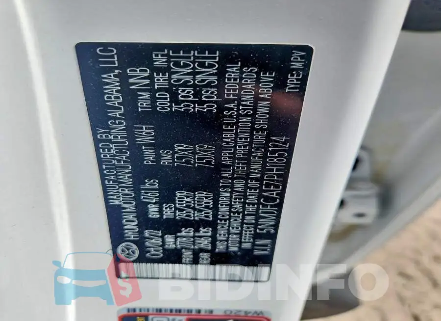5NMJFCAE7PH185124 Photo# 13