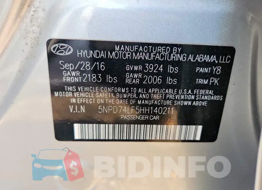 5NPD74LF5HH140211 Photo# 12