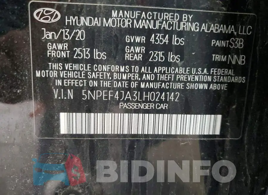 5NPEF4JA3LH024142 Photo# 12