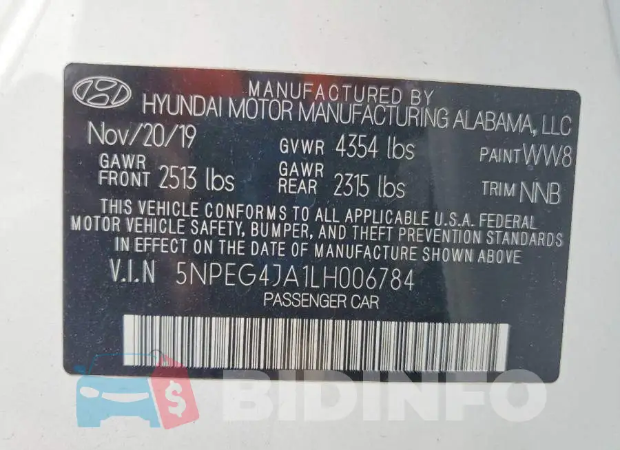 5NPEG4JA1LH006784 Photo# 12