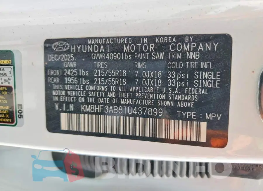 KM8HF3AB8TU437899 Photo# 14