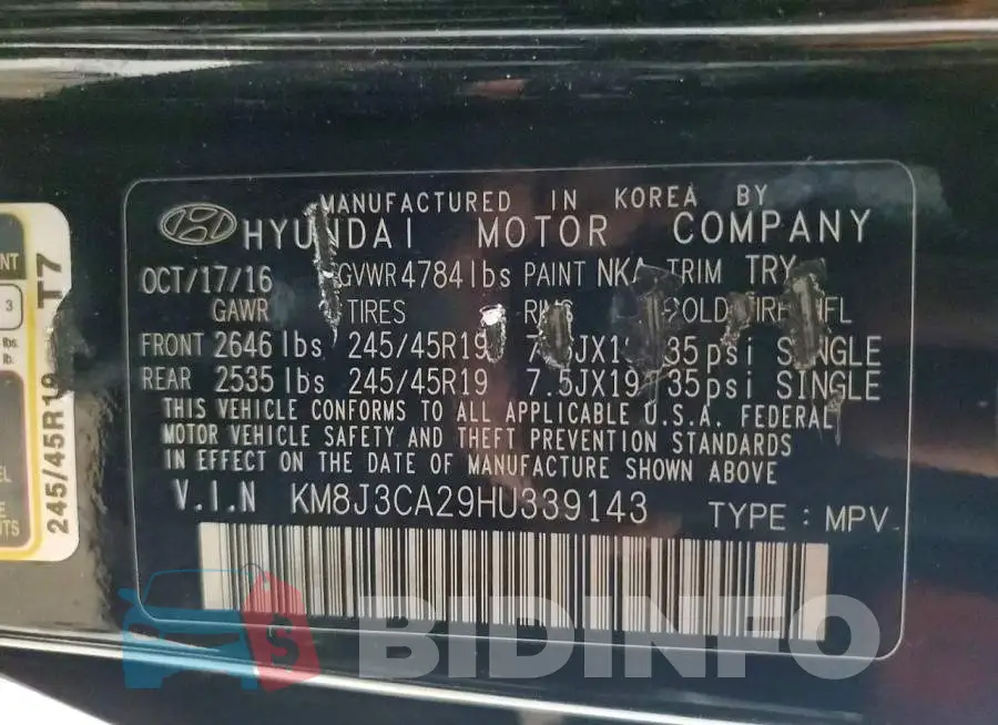 KM8J3CA29HU339143 Photo# 12