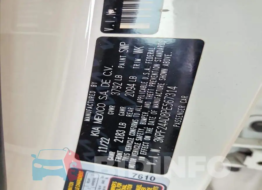3KPF24AD8PE567314 Photo# 12
