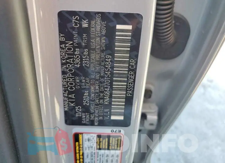 KNAG64J70T5454849 Photo# 12