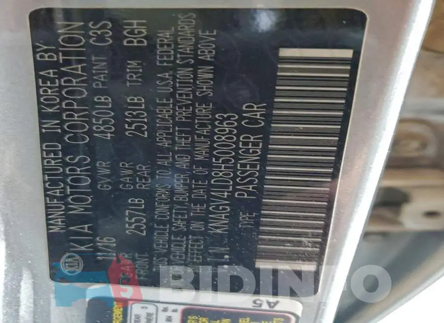 KNAGV4LD8H5008963 Photo# 12