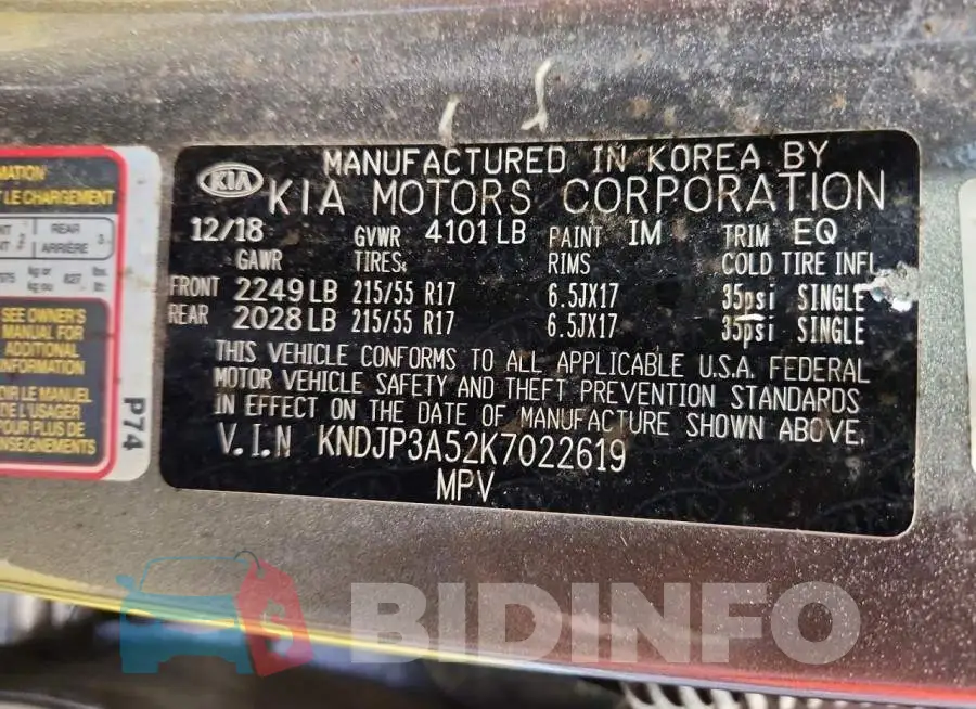KNDJP3A52K7022619 Photo# 12