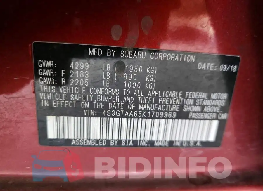 4S3GTAA65K1709969 Photo# 12