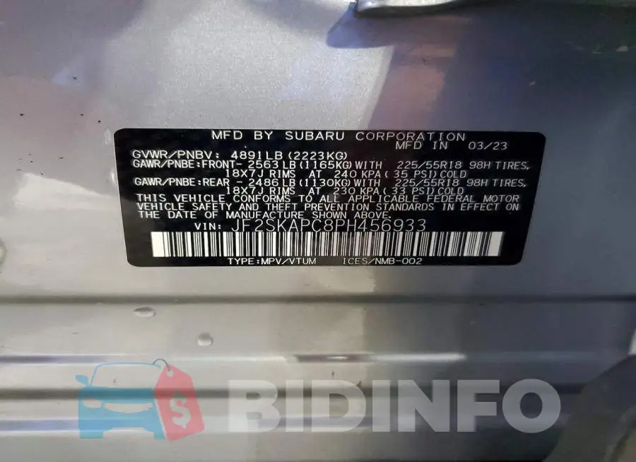 JF2SKAPC8PH456933 Photo# 13