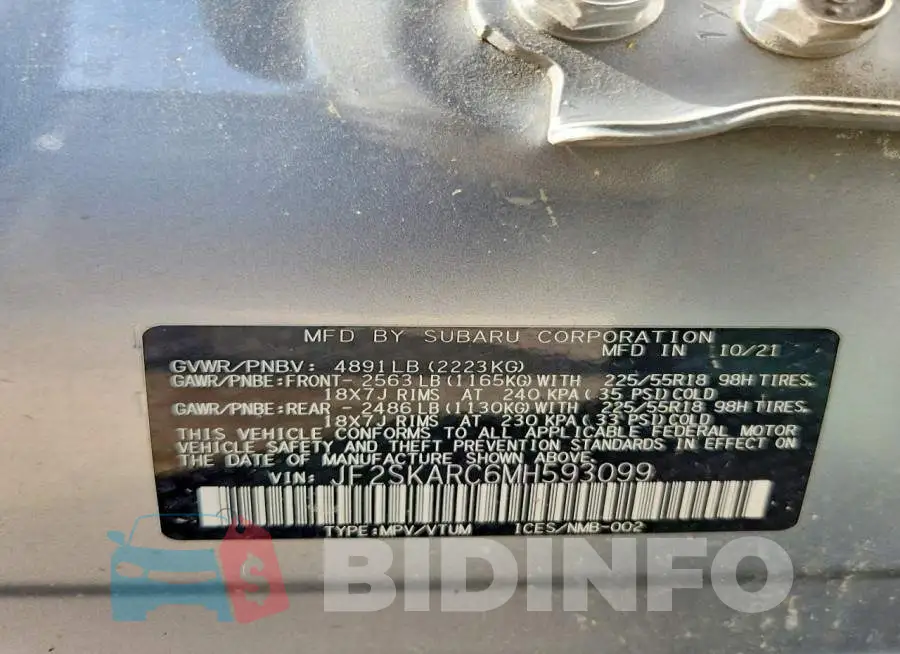 JF2SKARC6MH593099 Photo# 14