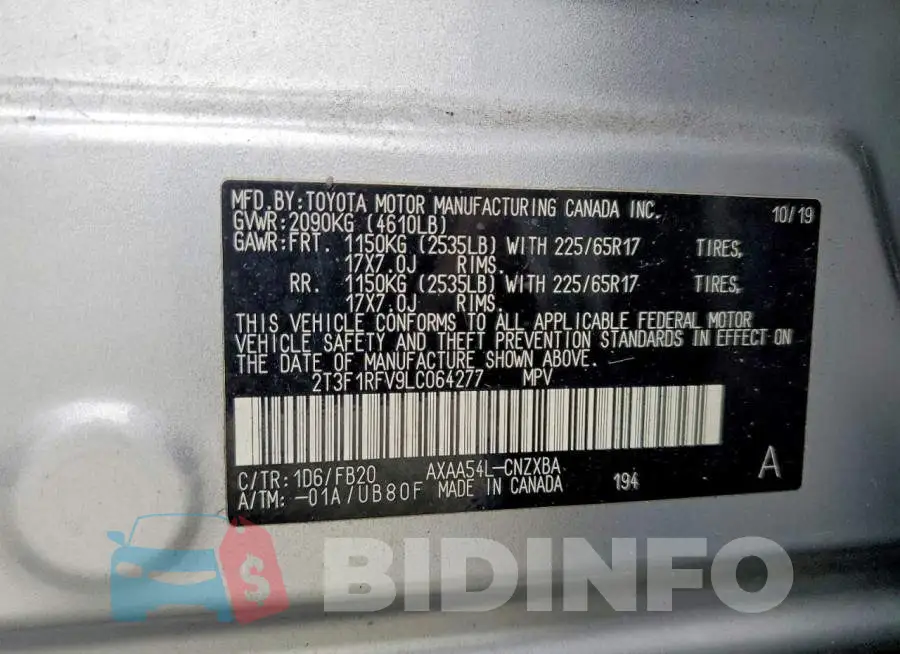 2T3F1RFV9LC064277 Photo# 13
