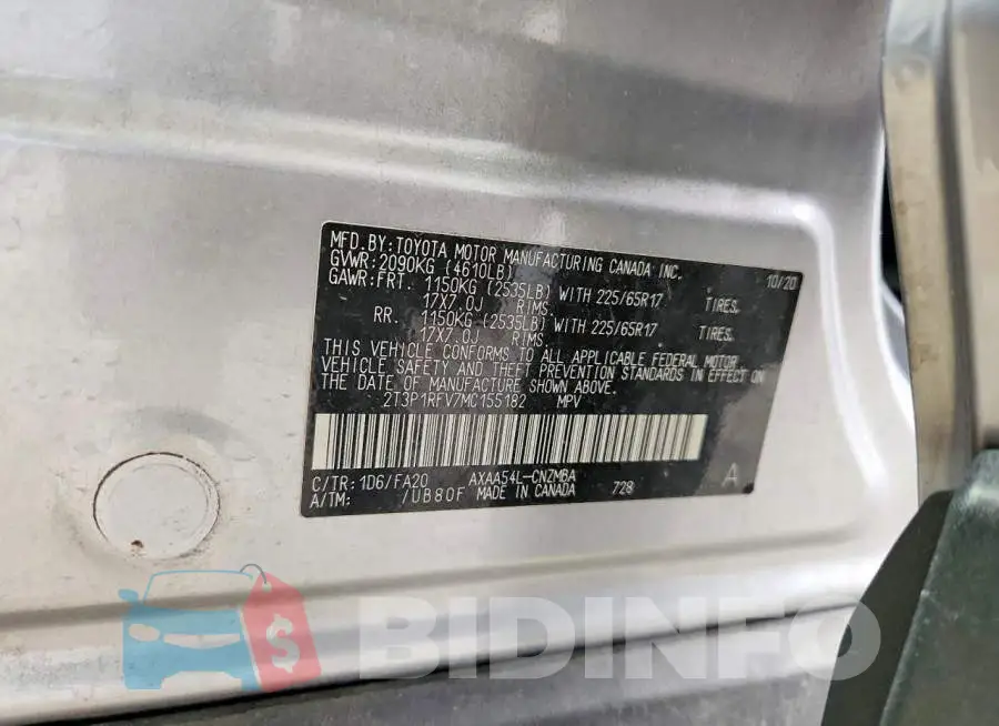 2T3P1RFV7MC155182 Photo# 13